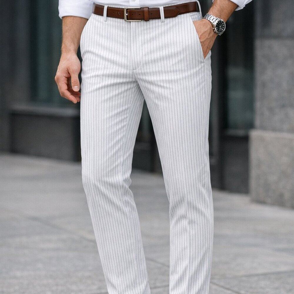 Express Photographer Slim Fit Pants – White/Grey Stripe – Style 90012 – 32x32